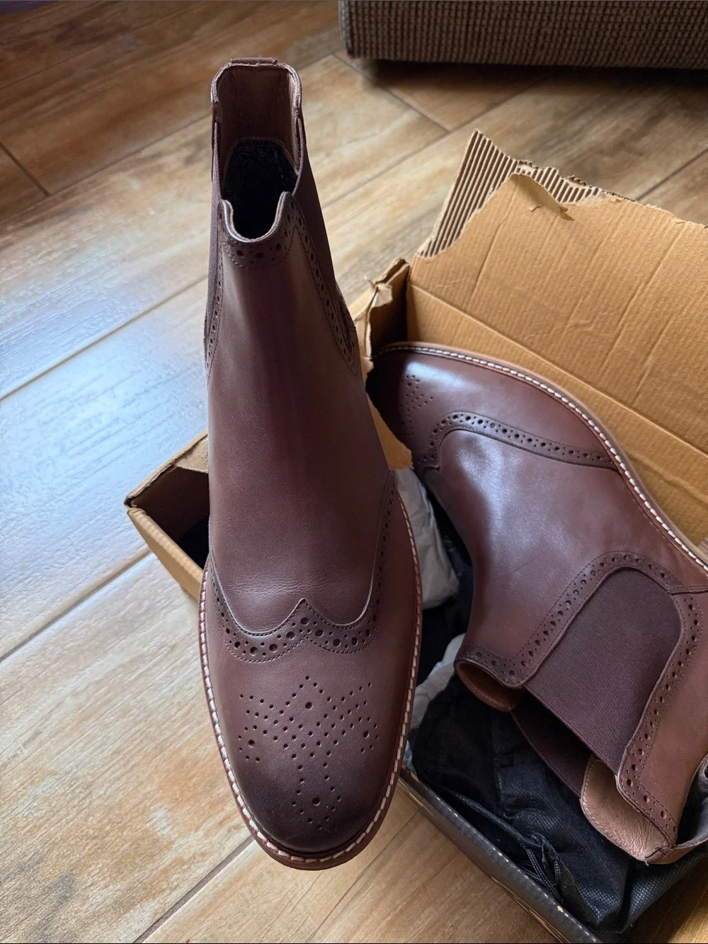 T&V Watson Men's Brown Leather Boots